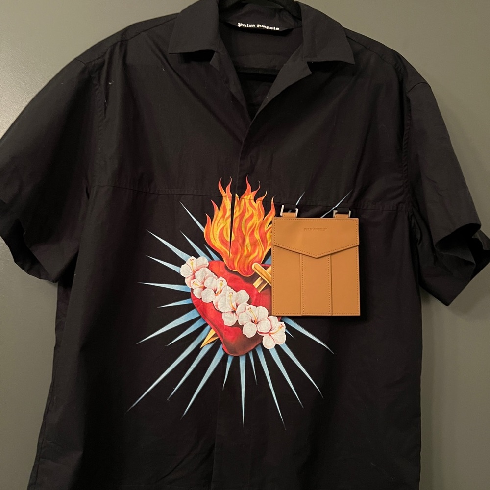 Palm Angels Heart Flame Pocket Button Down Shirt